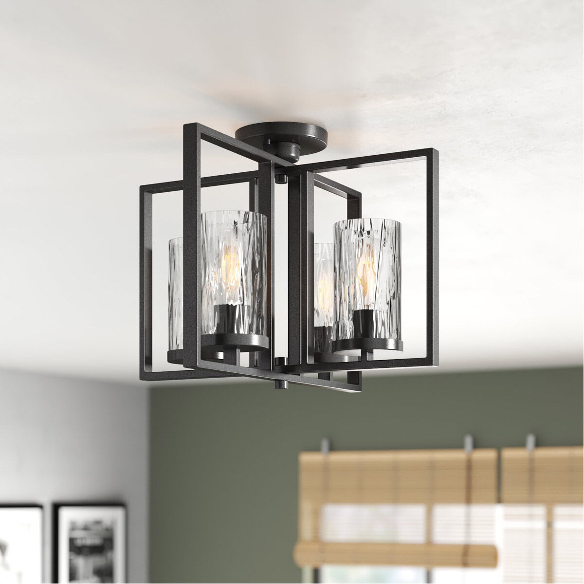 Elements 4 Light 17 inch Charcoal Semi-Flush Ceiling Light